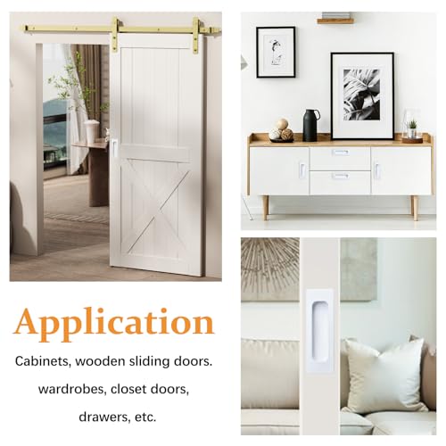 Image of MOROBOR 6 PCS Recessed Cabinet Handles, Warm White Stainless Steel Rectangular Knob with Screws, Exposed Installation Embedded Pull Handle for Wardrobe Drawer Flush Sliding Door