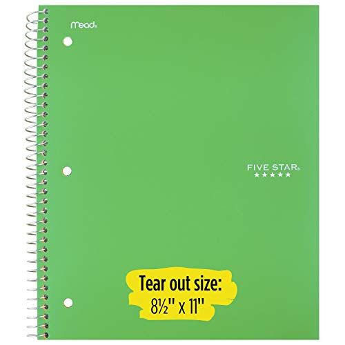 Image of Five Star Spiral Notebook Plus Study App, 1 Subject, College Ruled Paper, 100 Sheets, 8-1 /2 inch x 11 inch, Fire Red (72053) (Pack of 2)