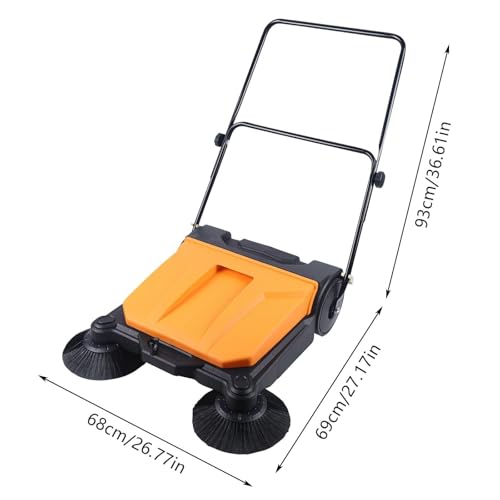 Barredora comercial para caminar detrás del suelo con gran caja de polvo, amplia trayectoria, diseño plegable para una limpieza eficiente en varias áreas