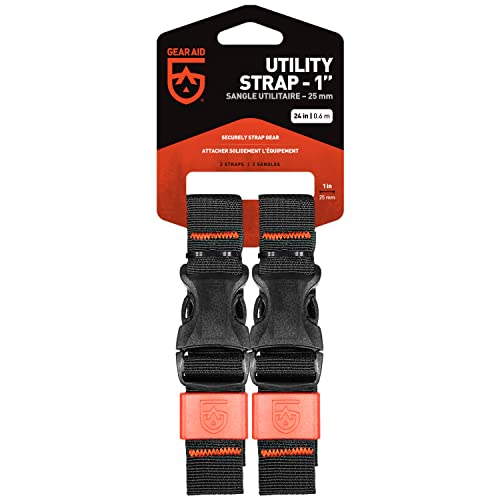 GEAR AID Utility Straps with Side-Release Buckle, Secure and Compress Camping, Biking, Hunting...