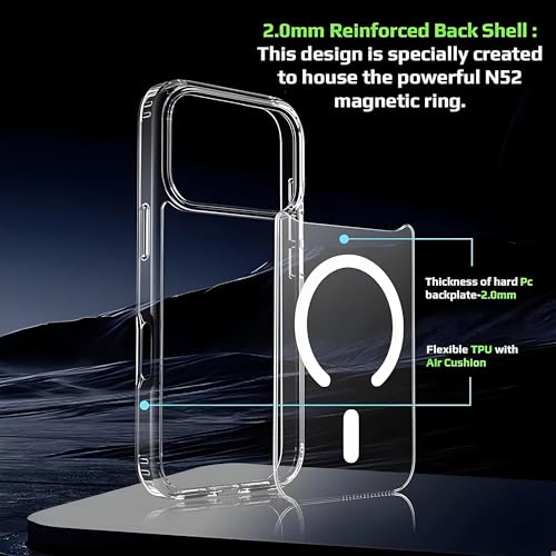 Image of Transparent Back Cover for iPhone 17 Pro | Shockproof Slim Case with 360 Degree Drop Protection | Clear PC + TPU Hybrid Bumper Design