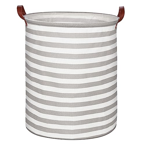 Sarsumir Cesto Ropa Sucia, 63 Litros, Cesta Ropa Sucia Con Asas, Cesta Ropa Plegable Para Lavandería, Dormitorio Almacenaje De Ropa Juguetes Mantas - Rayas Grises