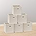 Simple Houseware Foldable Cube Storage Bins with Handles, 11-Inch, Beige, 6-Pack, Fabric Cubes Organizer for Closet or Shelves