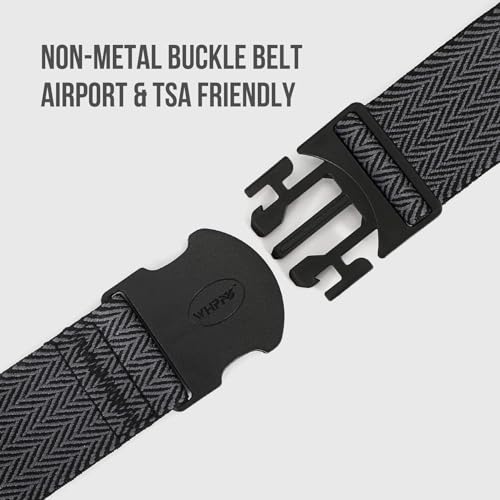 Image of WHIPPY Mens Elastic Stretch Belt Unisex Adventure Web Belt for Women Men with Non-Metal Buckle Adjustable Belts