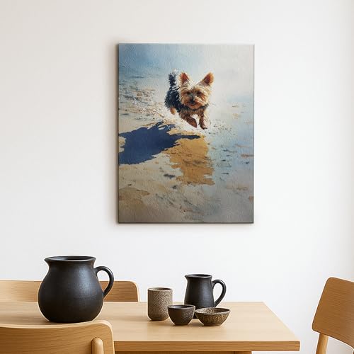 Toile murale Yorkshire Terrier 40x50 cm cadre chien automne