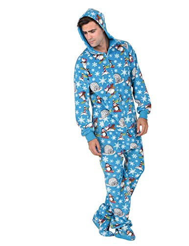 Footed Pajamas - Adult Fleece Hoodie One Pieces | One-Piece Pajama Jumpsuits for Men and Women Pjs | Unisex