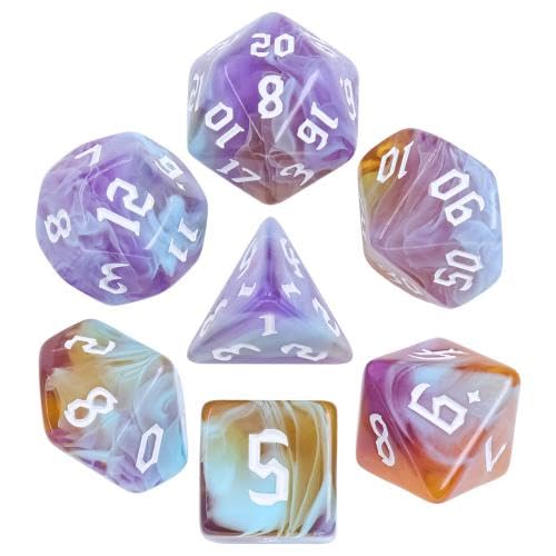 Epic Forge-7 Dices set - Amethyst Sunset, Purple, Orange, Small