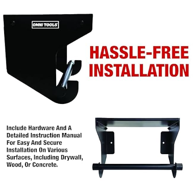 Omni Tools Garage Paper Roll Holder with Shelf, 9.5 inch Industrial Blue Roll Paper Towel Dispenser Holder for Garages, Workshops, and Tool Rooms