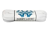 Derby Laces Solid White - Flat, 10mm Wide, for Boots, Skates, Roller Derby, and Hockey Skates (72 Inch / 183 cm)