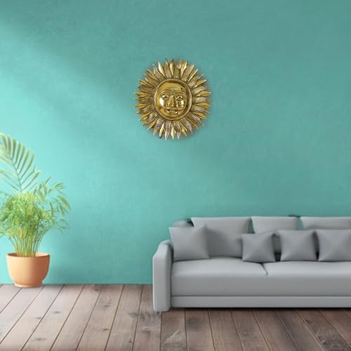 Image of Spillbox Brass Sun Face Wall Hanging|Suryan Wall Hanging for Home |Living Room| Vastu Decor|Door Hanging Decor| Sun (Surya) Statue Sculpture for Home&Office- Brass Sun Face Wall Hanging[900g]