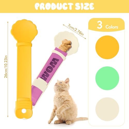 3PCS Cat Treat Spoon, Lickable Cat Treat Spoon Squeeze, Multi-Function Cats Treats Feeder for Pet Liquid Snack and Wet Food(Beige&Green&Orange) - Image 3