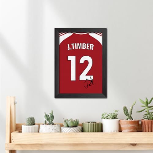 Image of TenorArts Jurrien Timber Poster Frame Arsenal Jersey Laminated Photo Print with Signature Framed Painting with Matt Finish Black Texture (12 inches x 9inches)