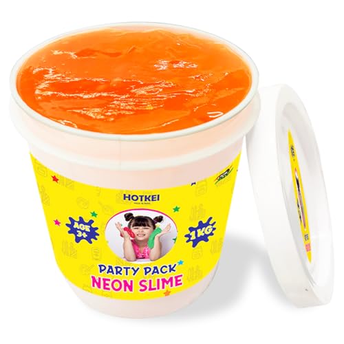 Image of HOTKEI (1 Kg Neon Slime) Orange Fruit Scented Big Slimy Slime Gel Jelly Putty Toy Slime Bucket kit Set Toys for Boys Girls Kids Neon