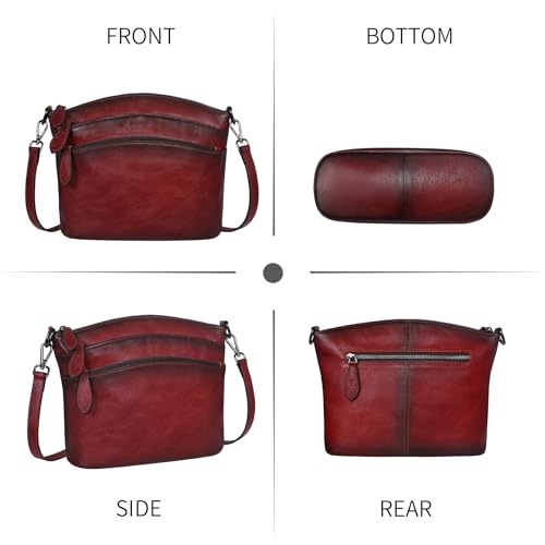 Image of HESHE Crossbody Bags for Women Genuine Leather Purses with Multi-Pockets Vintage Ladies Small Shoulder Satchel Bag