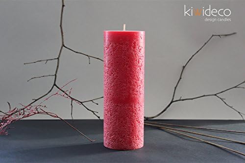 Kiwideco Large Rustic Red Large Big Rustic Candles. Hot cast. Colored Wax. Handmade.