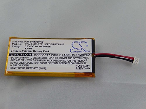vhbw Batería reemplaza Crestron LPPCZRST1S1P, TPMC-3X-BTP para Mando a Distancia, Control Remoto (1000 mAh, 3,7 V, Li-Poli)