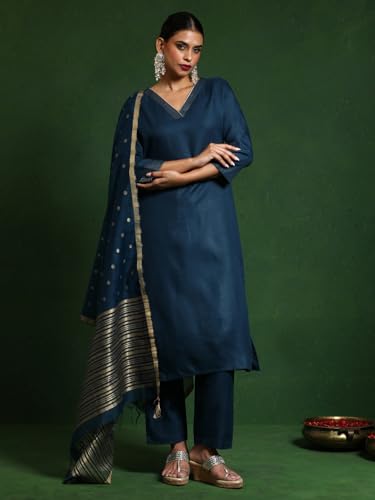Image of Varanga Women-Gota Detailed Ethnic Floral Printed Kaftan & Trouser
