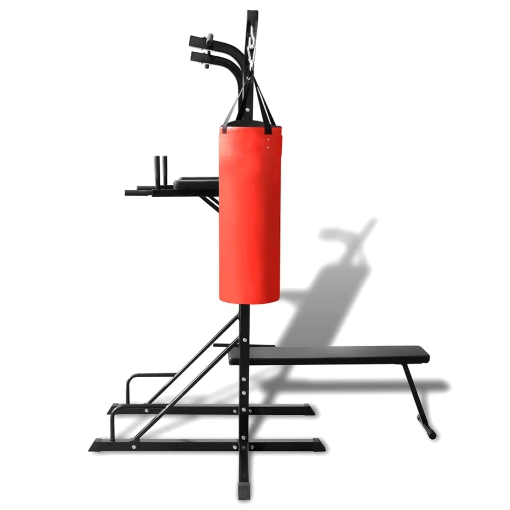 Genérico Máquina de musculación con Banco y Saco de Boxeo,Deportes,Fitness y musculación,Levantamiento de Pesas,Máquinas de Levantamiento de Pesas,Plateado,90667