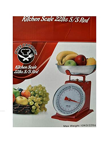 Kitchen Scale White Metal With A Stainless Steel Tray (22-Pound) (RED) - Thumbnail 2