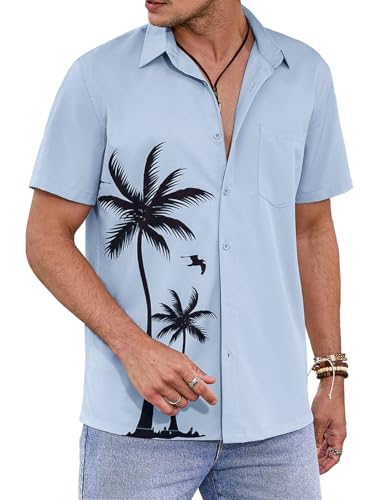 COOFANDY Mens Shirts Casual Stylish Flower Printed Vacation Shirts with Front Pocket