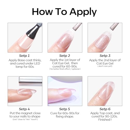 Image of modelones Cat Eye Gel Nail Polish, 6 Colors Nude Gel Polish Pink Glitter Brown with Magnet Sparkle Galaxy Series Nail Polish Kit Soak Off Led Nail Art Manicure Salon DIY Gifts