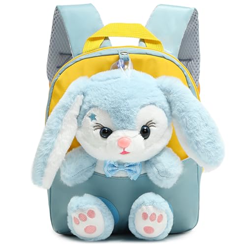 URbazaar Cute Animal Toddler Backpack, Lightweight School bags with Adjustable Strap and Waterproof Design, Mini Travel Bag for Kids School Travel Gift 2-7 Years (Rabbit-Blue)