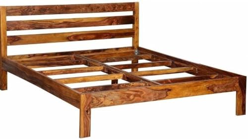 Image of Sheesham Wood King Size Bed Without Storage|Bed|Single Bed |Double Bed Solid Wood King Bed (Finish Color - Brown, Delivery Condition - DIY(Do-It-Yourself))