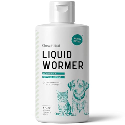 Dog and Cat Wormer Liquid - 4 oz Stop the Worms for Small Dogs, Puppies and Kittens