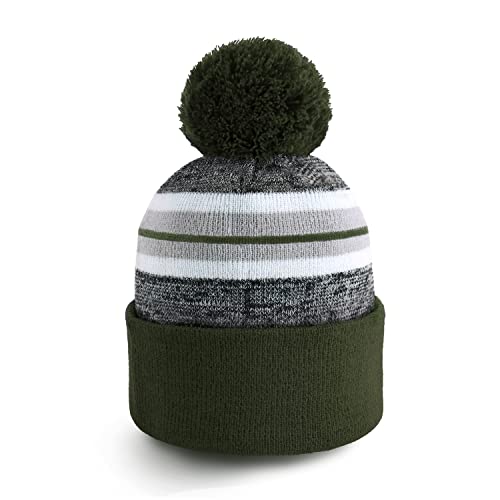 CHOK.LIDS Nouvelle Version de Bonnets d'hiver à Rayures en Tricot Fin (armée Verte) Cover