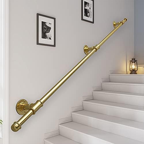 13.1 FT Heavy-Duty Wrought Iron Wall Stairs Banister Railing Brackets - Metal Balustrade Foot Rail Safety Support Kit, 200kg Capacity, Complete Installation Set for Sturdy Support