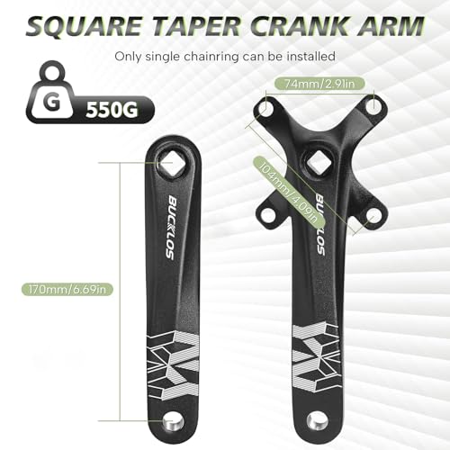 image for BUCKLOS MTB Mountain Bike Single Speed Square Taper Crankset -170mm Cr