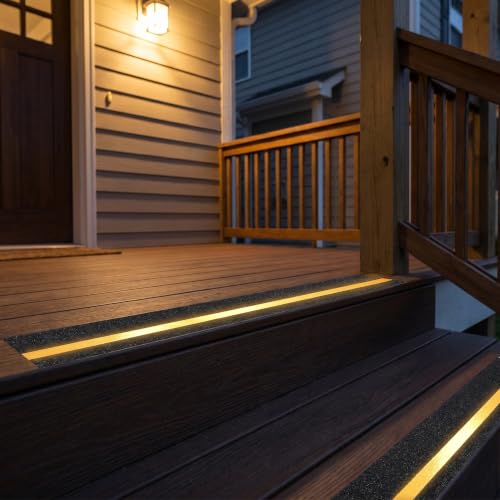 Bandas antideslizantes Kisangel de 61x15 cm con tira reflectante para escaleras exteriores 5