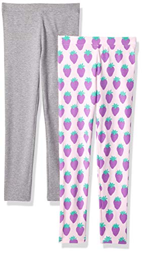 LOOK by Crewcuts - Leggings para niñas (2 unidades), Strawberry/Grey, 4/5