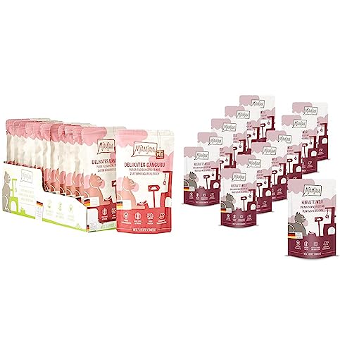 MjAMjAM 1111312 - purer Fleischgenuss - zartes Känguru pur 12er Pack & - Premium Nassfutter für Katzen - Quetschie - herzhaftes Wild & Kaninchen an fruchtigen Heidelbeeren, 12er Pack
