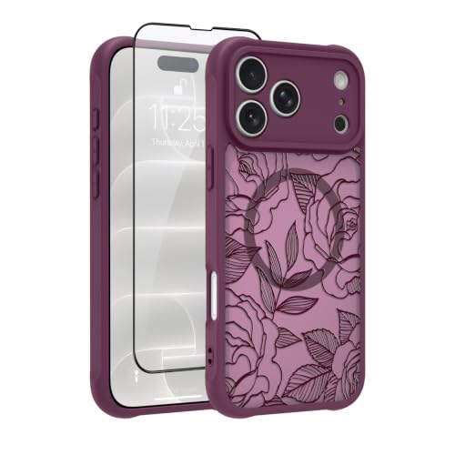 OOK Magnetic Case for iPhone 18 Pro Max 6.9inch, Cute Burgundy Rose