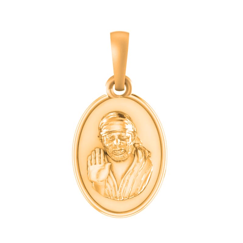 Colgante de plata de ley de Sai Baba chapado en oro de 22 quilates unisex S