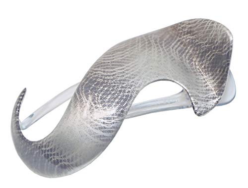 Parcelona French Crochet Silver Grey Celluloid Side Slide in Beak Yoga Hair Claw Clip for Fine Hair