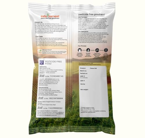Image of Safe Harvest Unpolished Chana Dal | Pesticide-Free | High-Protein Bengal Gram | Gluten-Free | Sourced from Women Farmers | Tested for 231 Pesticides | 1 kg (Pack of 2)