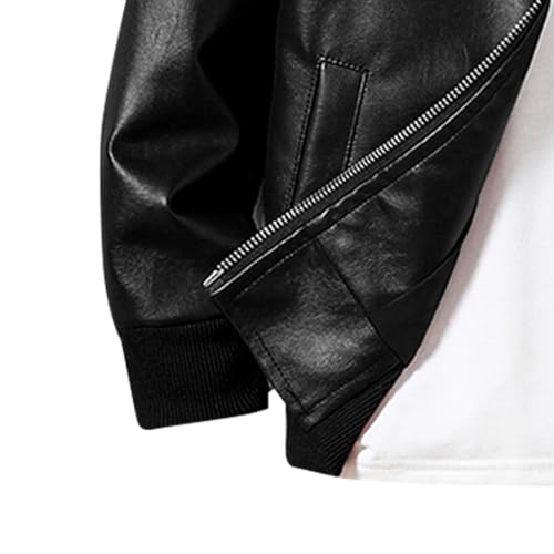 Toddler Boy Leather Jacket - Stylish Black Drop Shoulder Zip Up Leather Coat - Cool Boys Outwear Tops for Kids3
