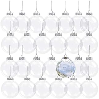 Lawei 32 Pcs Christmas Ball Clear Plastic Fillable Christmas Baubles Reusable DIY Ornament Balls for DIY Craft Projects Christmas Tree Wedding Party Decor - 8 cm