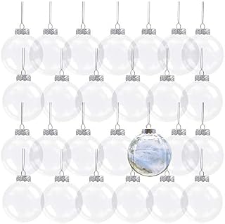 Kingrol 32 Pack 3.15 Inch Clear Plastic Fillable Ornament Balls, for DIY Craft