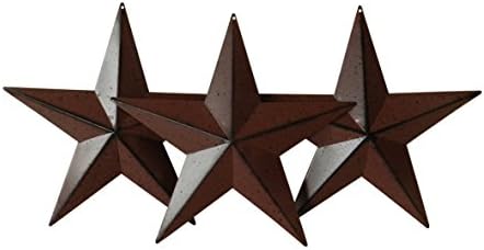 CVHOMEDECO. Country Rustic Antique Vintage Gifts Metal Barn Star Wall/Door Decor, 8-Inch, Set of 3. (Whitewash)