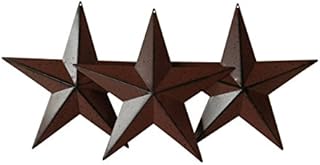 CVHOMEDECO. Country Rustic Antique Vintage Gifts Metal Barn Star Wall/Door Decor, 8-Inch, Set of 3. (Whitewash)