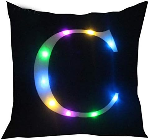 ZUODU Black Cushion Cover Creative LED Colorful Lighting Velvet Letter Cushion Cover Pillow Cover Bar Use Party Use Festival Use Gift Use18x18 or 45cm x 45cm 1pc (J)