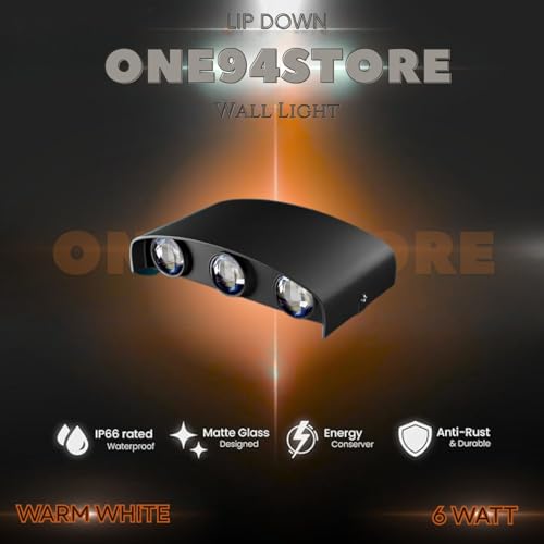 Image of One94Store LED Outdoor Wall Light Pack of 2 | Warm White (WW) 3 -Way Wall Lamp | Aluminium Body, Rainproof & Shockproof, Decorative Step /Pathway /Patio Light Fixture with 3 Month Warranty