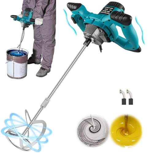Latdya 6 Engrenagens de Velocidade Misturador de Argamassa de 110V, Misturador de Cimento Elétrico de Mão de 2300 W, Misturador para Tintas e Gesso, M...