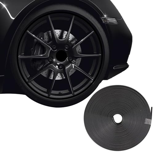 Car Wheel Protection Ring, 8 M/Roll Car Rim Protection Strips, Tire Scratch Resistance Anti-Collision Alloy Wheel Rim Protectors Self-Adhesive Protector Tape with Adhesion Promoter (black)
