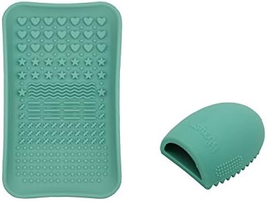 LORMAY Makeup Brush Cleaning mat, Makeup Brush Cleaning Plate & Makeup Brush Cleaning Egg (Mint Green)