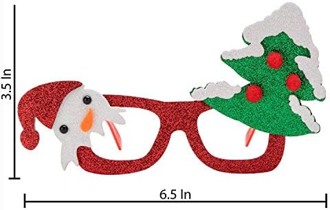 Pack of 18 Christmas Glasses Glitter Frame Costume Eyeglasses for Christmas Party Supplies and Party Favors, Assorted Styles (One Size Fits All)