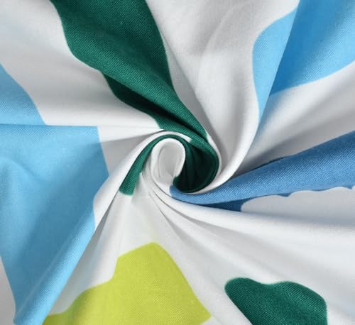 Image of 200 TC 100% Polycotton Printed Supersoft Bedsheet for Single Bed with 1 King Size Pillow Covers Soft /Breathable Wrinkel Free -60x90 Inches -Green & Blue